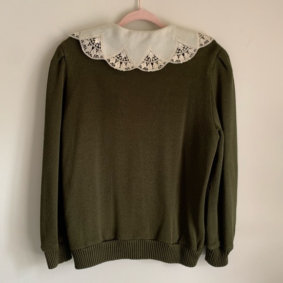 Vintage 80’s Wide Collar Button Cardigan Prairie L - Picture 6 of 8